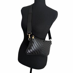 Chic Black Chevron Crossbody Bag
